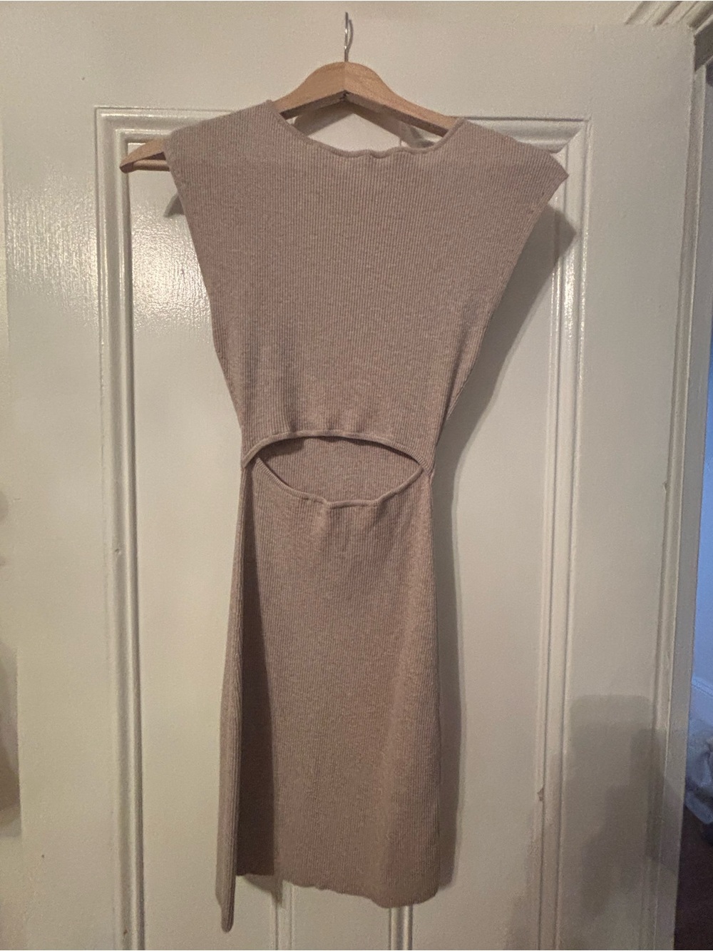 Aritzia Wilfred Free Cutout Knit Midi Dress - Taupe